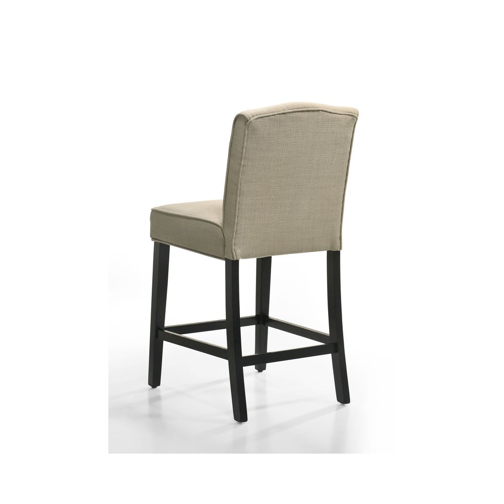 Jasper Set of 2 Beige Fabric Counter Height Chairs with Black Finish Legs. Picture 5