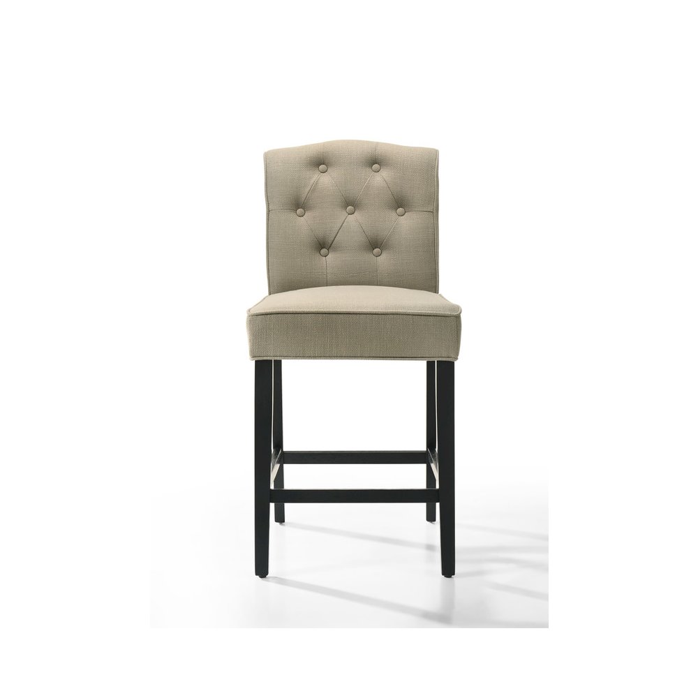 Jasper Set of 2 Beige Fabric Counter Height Chairs with Black Finish Legs. Picture 2