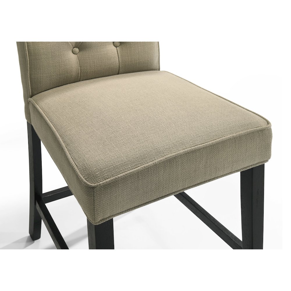 Jasper Set of 2 Beige Fabric Counter Height Chairs with Black Finish Legs. Picture 6