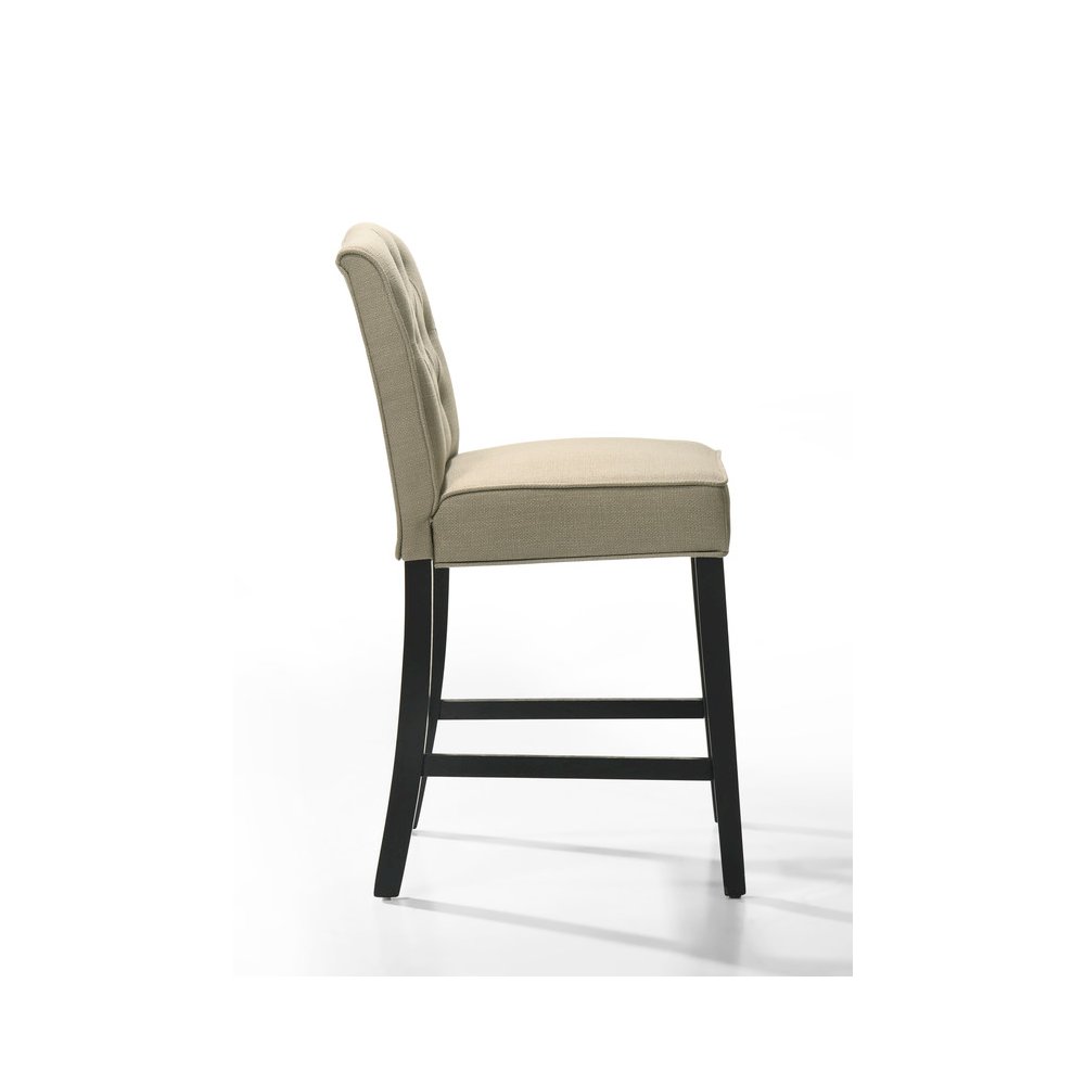Jasper Set of 2 Beige Fabric Counter Height Chairs with Black Finish Legs. Picture 3