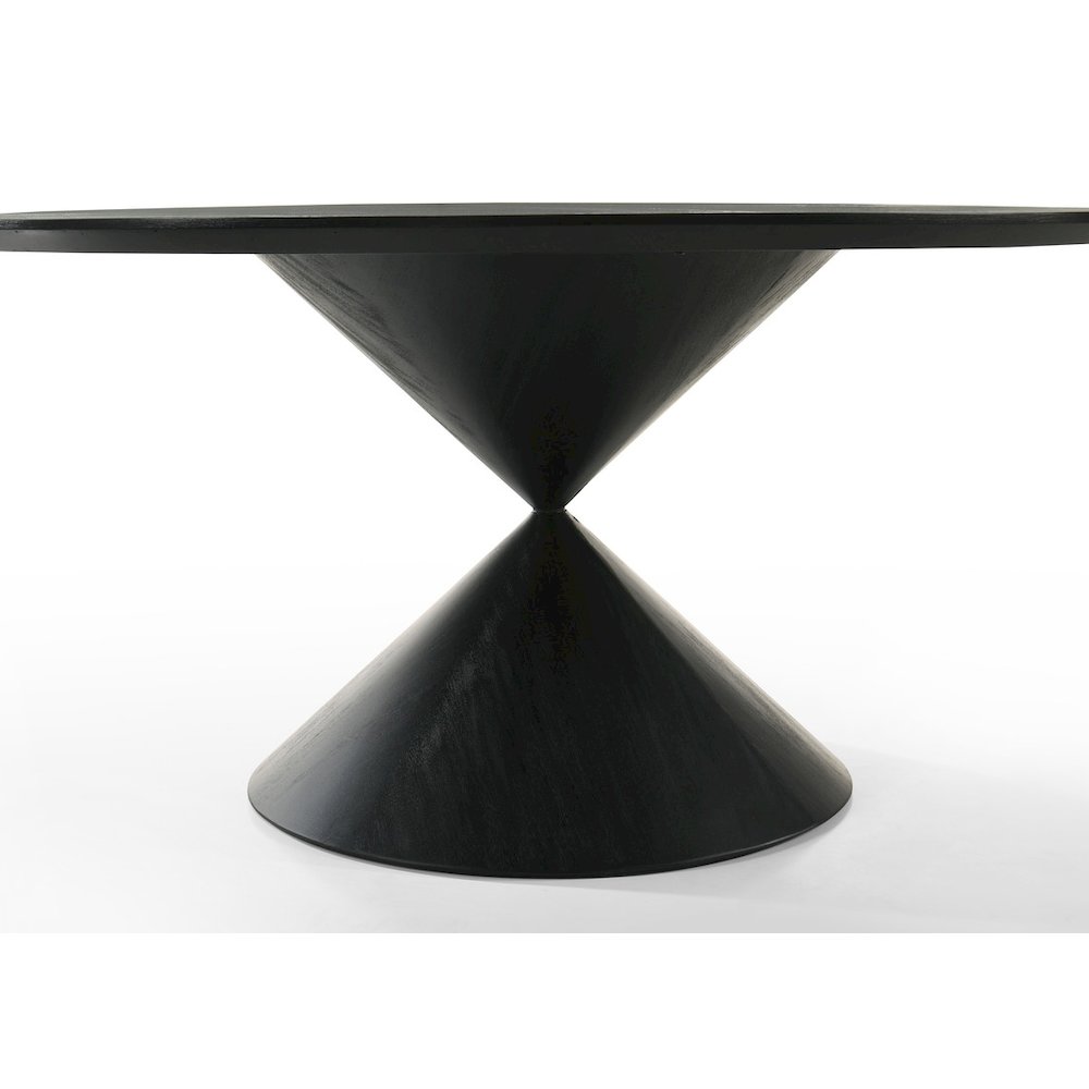 Haven 59" Round Ebony Black Pedestal Dining Table with Hourglass Base. Picture 2