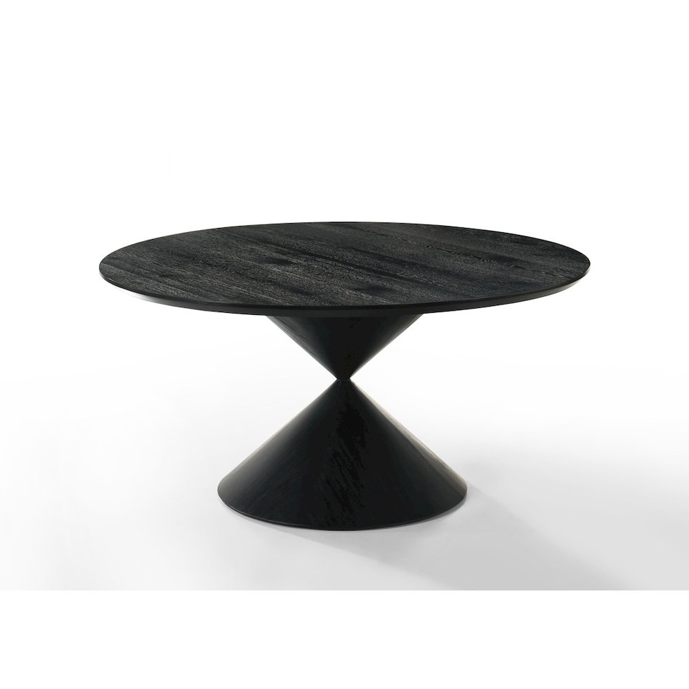 Haven 59" Round Ebony Black Pedestal Dining Table with Hourglass Base. Picture 1