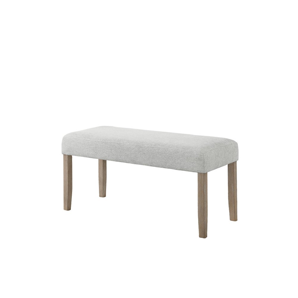 Tabitha Light Oak Finish Dining Bench with Light Gray Fabric. Picture 1