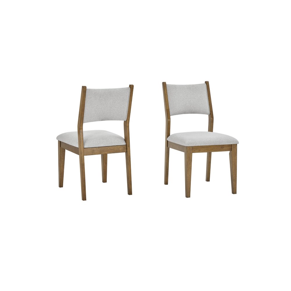 Darla Set of 2 Walnut Oak Dining Side Chairs with Light Gray Fabric. Picture 1