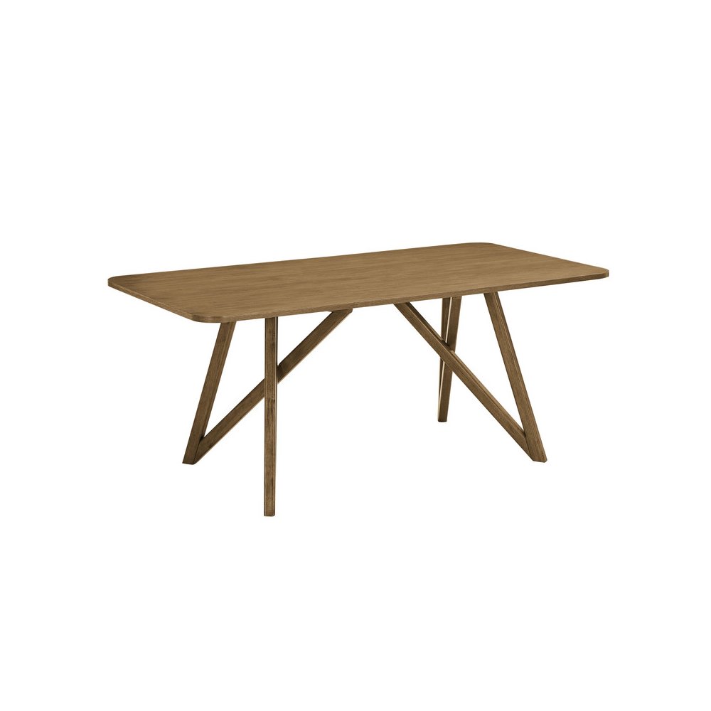 Darla 5Pc 70" Rectangular Walnut Oak Geometric Cross Base Dining Set. Picture 2