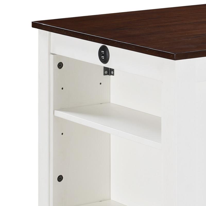 3-Piece White Finish Small Space Counter Height Dining Table with Shelves. Picture 7