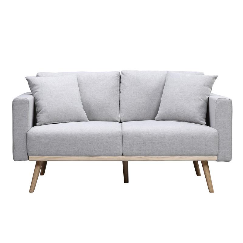 Easton Light Gray Linen Fabric Sofa Loveseat Living Room Set with USB ...