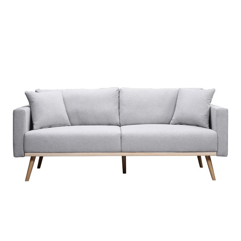 Easton Light Gray Linen Fabric Sofa Loveseat Living Room Set with USB ...
