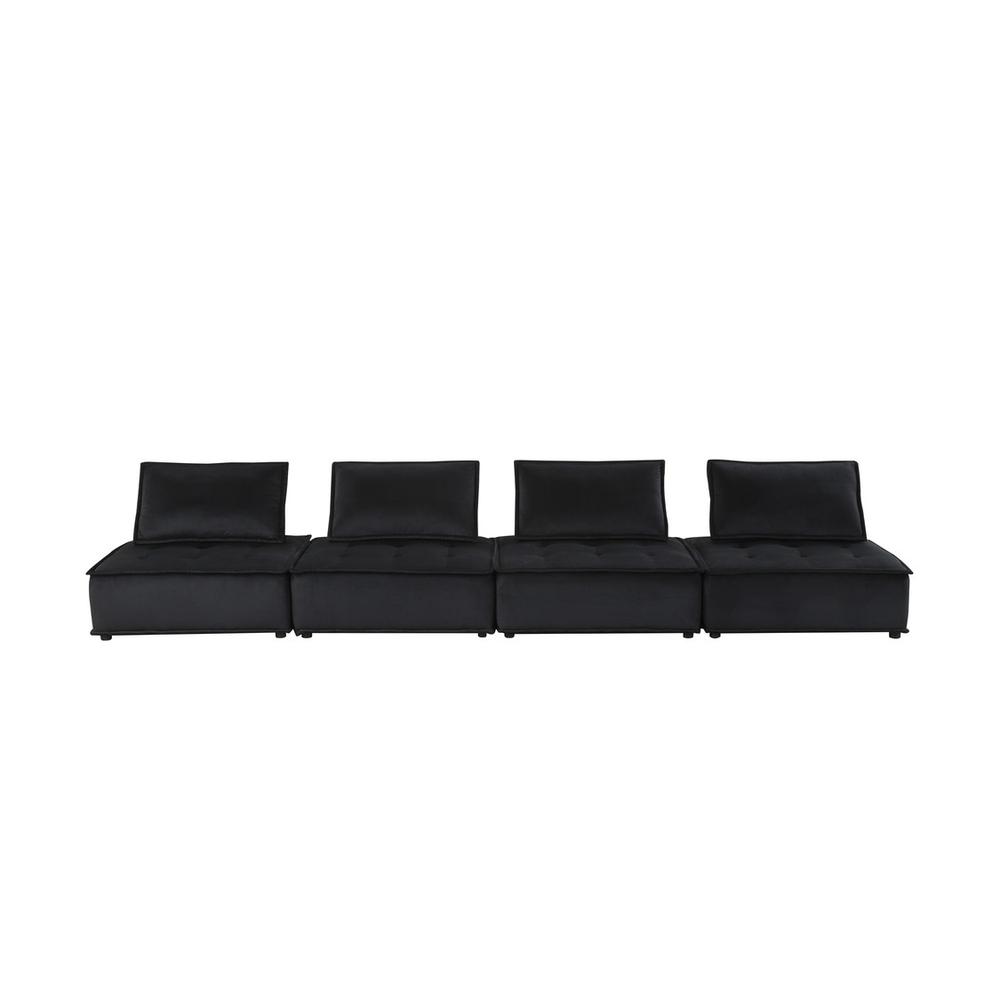 Anna Black Velvet 4 Pc Modular Sofa. Picture 6