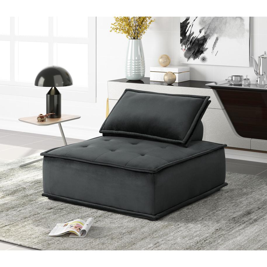 Anna Black Velvet Set of 2 Armless Lounge Chair. Picture 2
