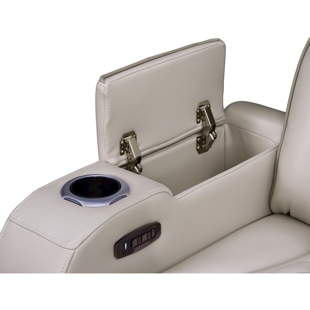 74"W Ice Leather Aire Transformer Power Reclining Loveseat with Power Headrest. Picture 8