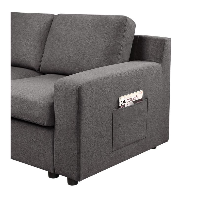 Waylon Gray Linen 4-Seater Sofa with Pockets. Picture 3