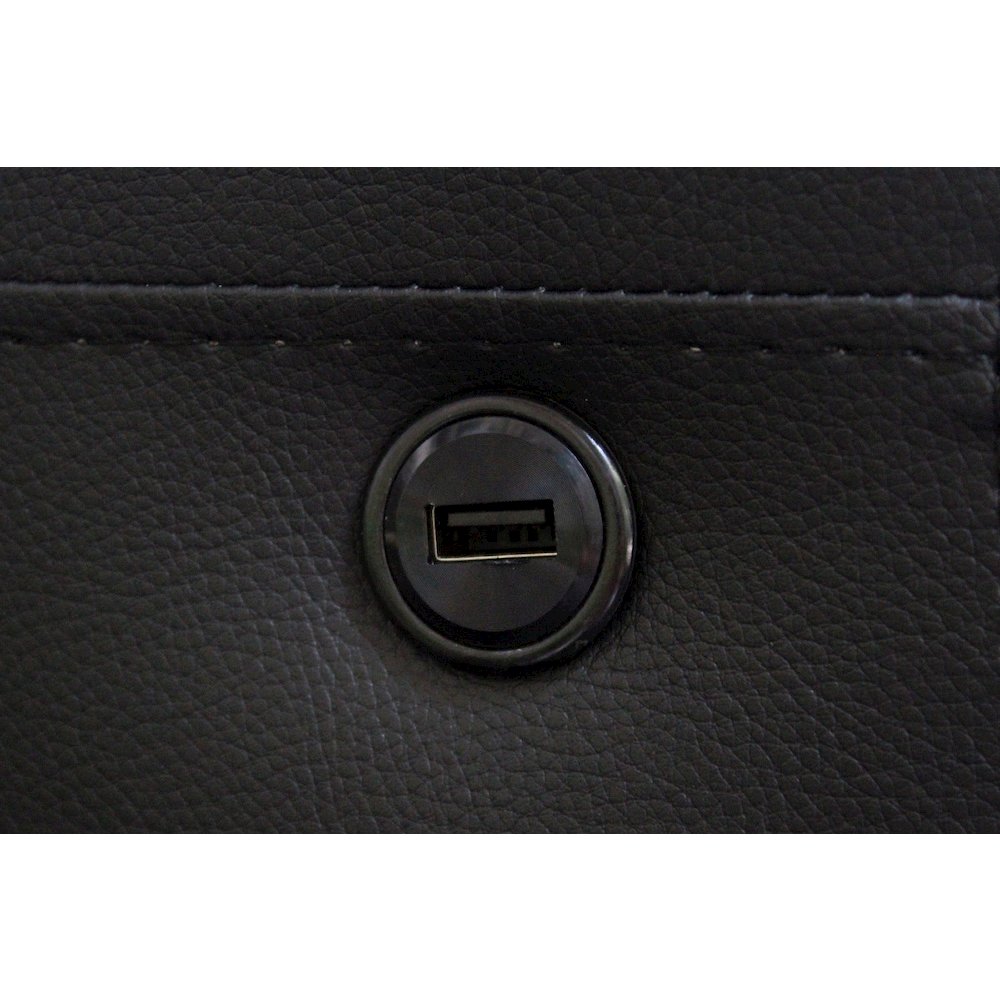 55.5"W Black PVC Fabric Loveseat with LED Lights, USB Charger, Tufted Cushions. Picture 6