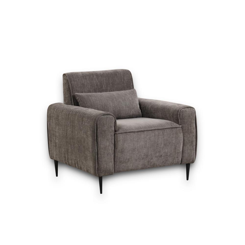 Valentina Gray Chenille Chair with Metal Legs and Throw Pillow. Picture 1