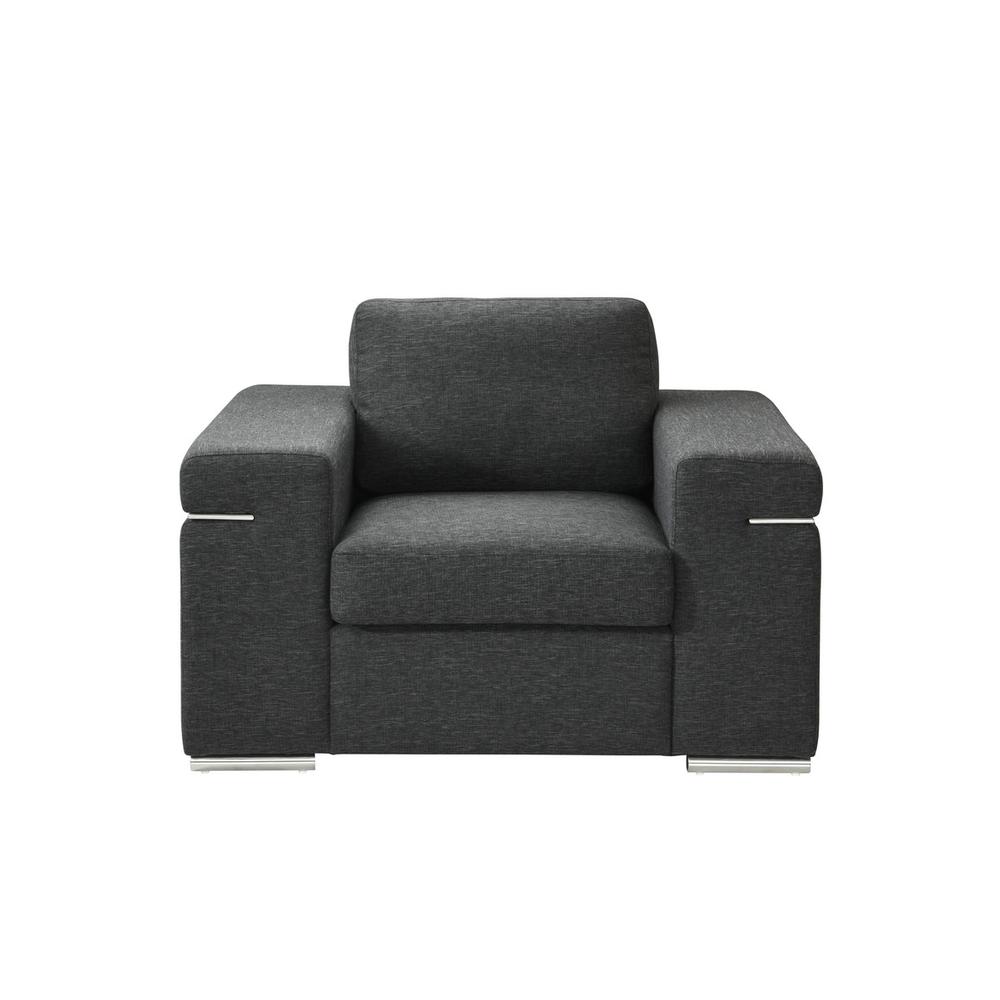 Gianna Black Linen Fabric Arm Chair. Picture 1
