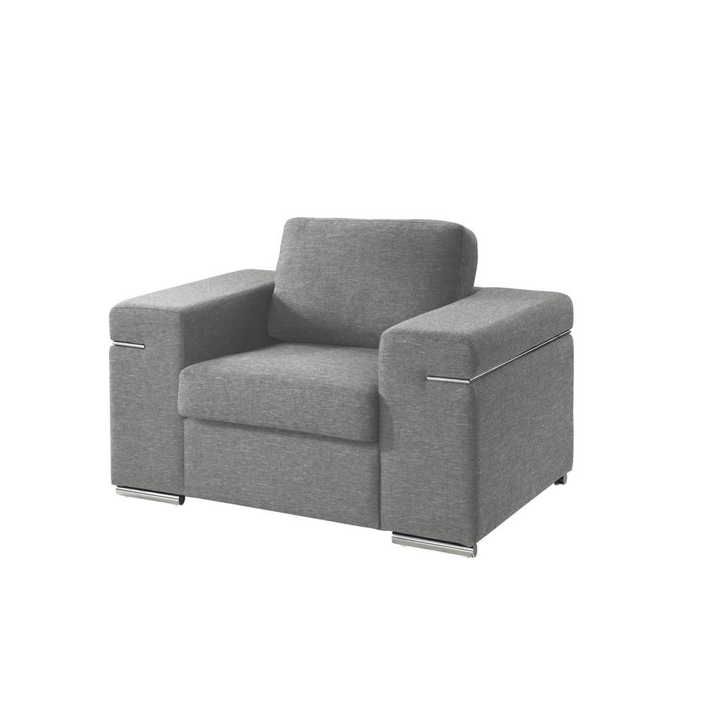 Gianna Light Gray Woven Fabric Fabric Arm Chair. Picture 1