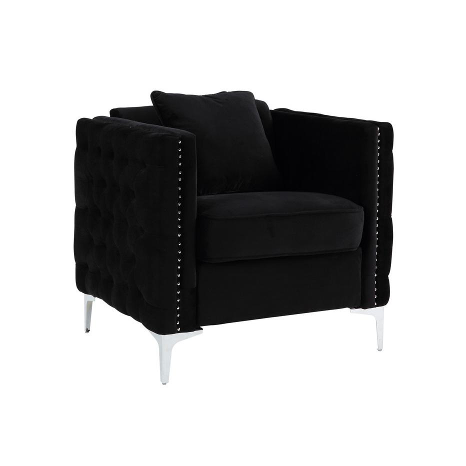 Bayberry Black Velvet Chair with 1 Pillow. Picture 1