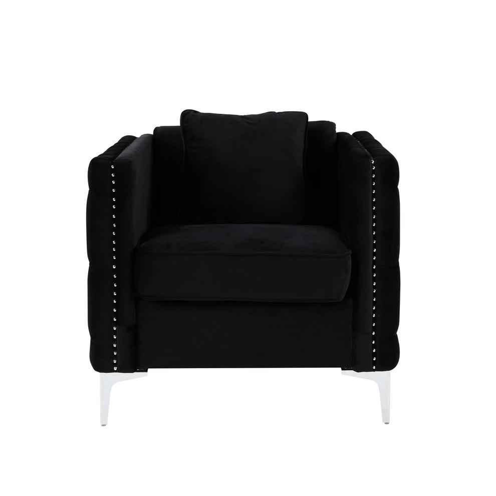 Bayberry Black Velvet Chair with 1 Pillow. Picture 2