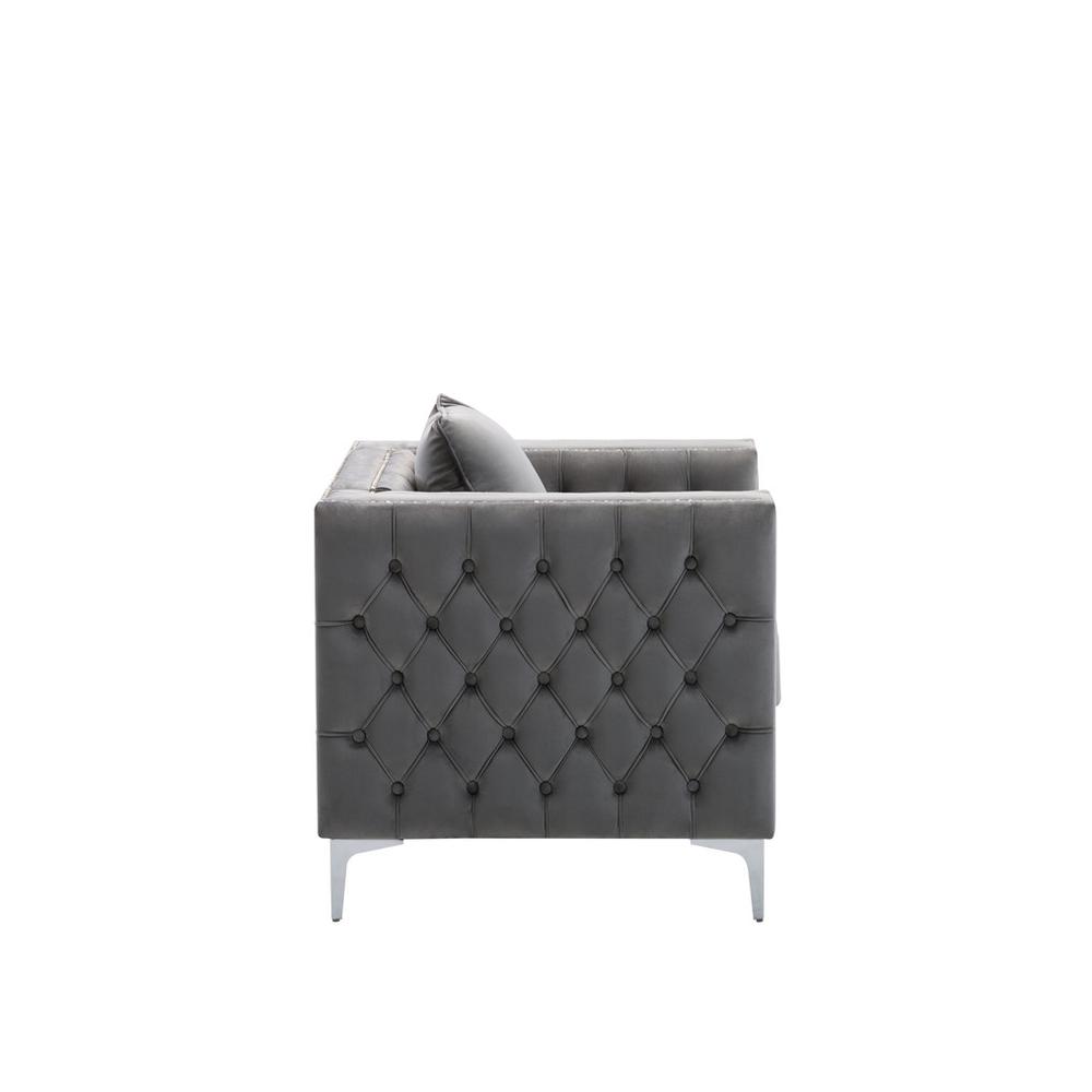 LILOLA Lorreto Gray Velvet Chair. Picture 2