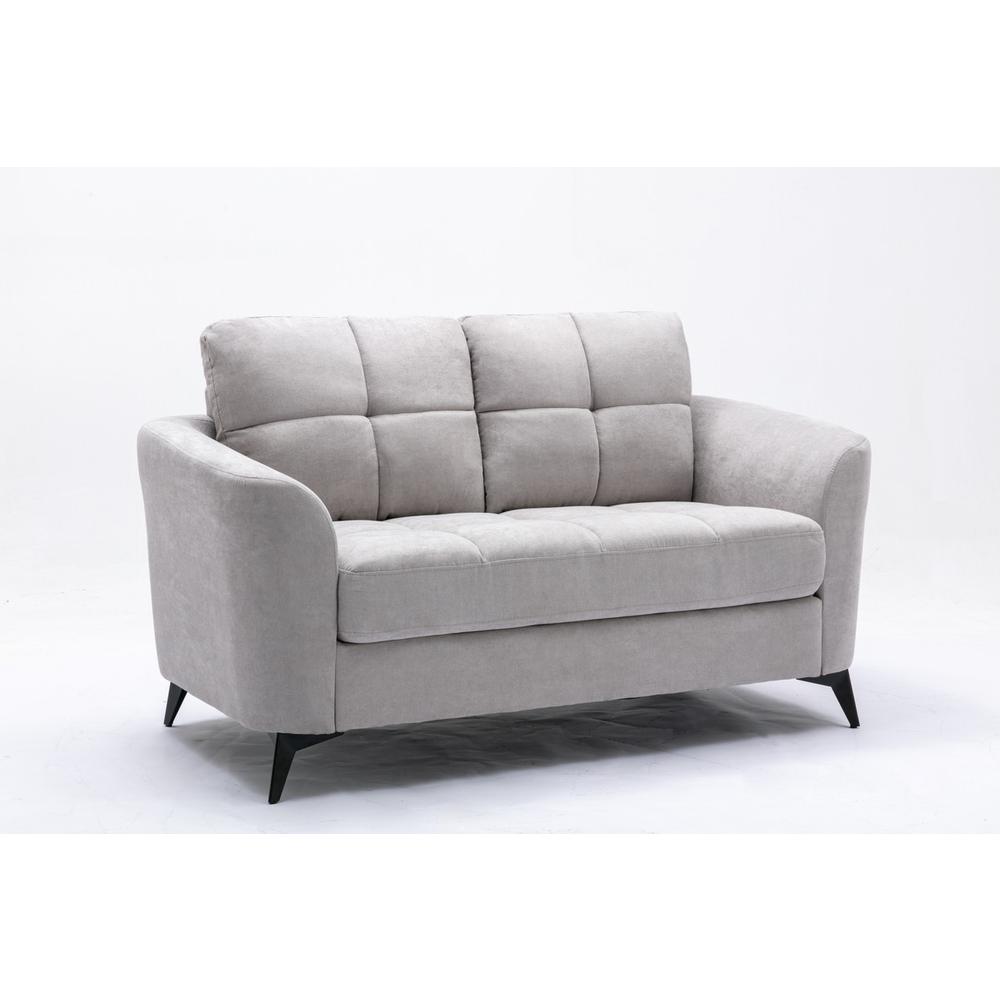 Callie Light Gray Velvet Fabric Sofa Loveseat Living Room Set. Picture 6
