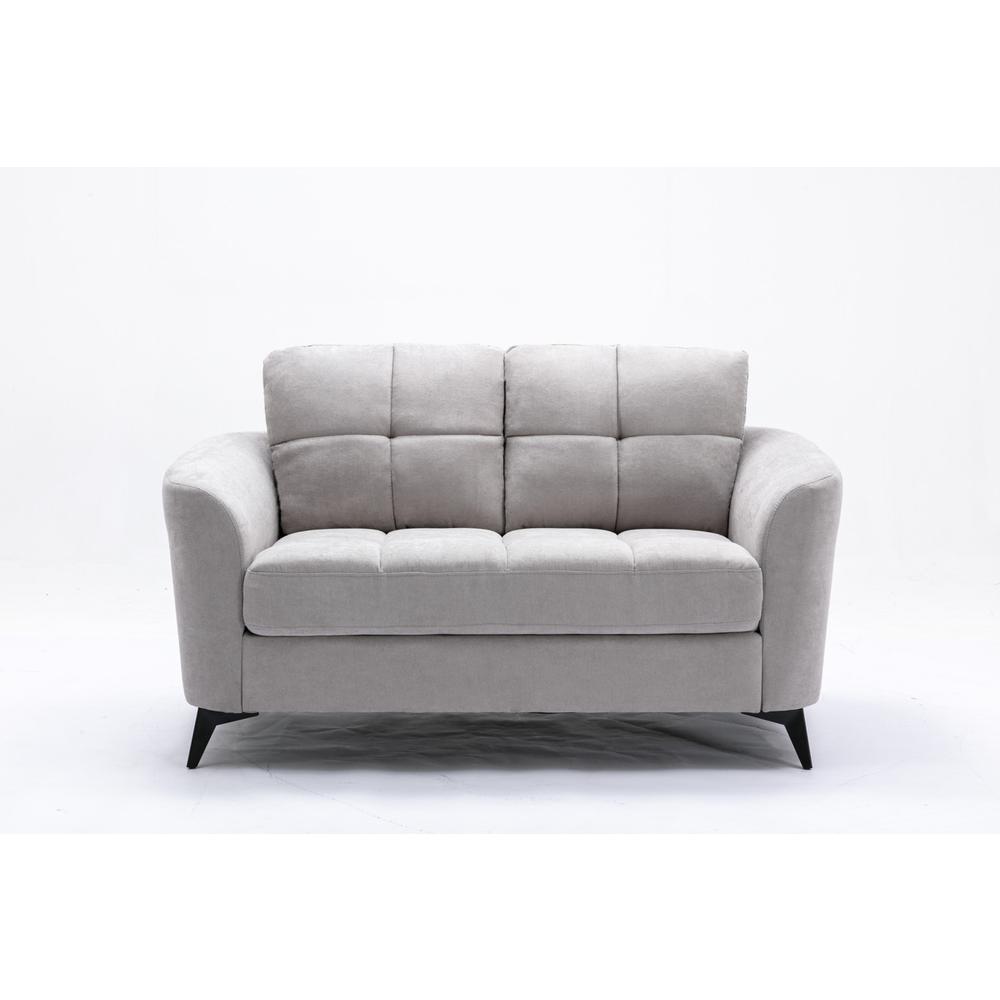 Callie Light Gray Velvet Fabric Sofa Loveseat Living Room Set. Picture 7