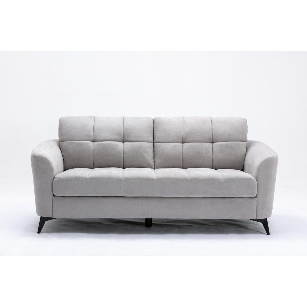 Callie Light Gray Velvet Fabric Sofa Loveseat Living Room Set. Picture 3