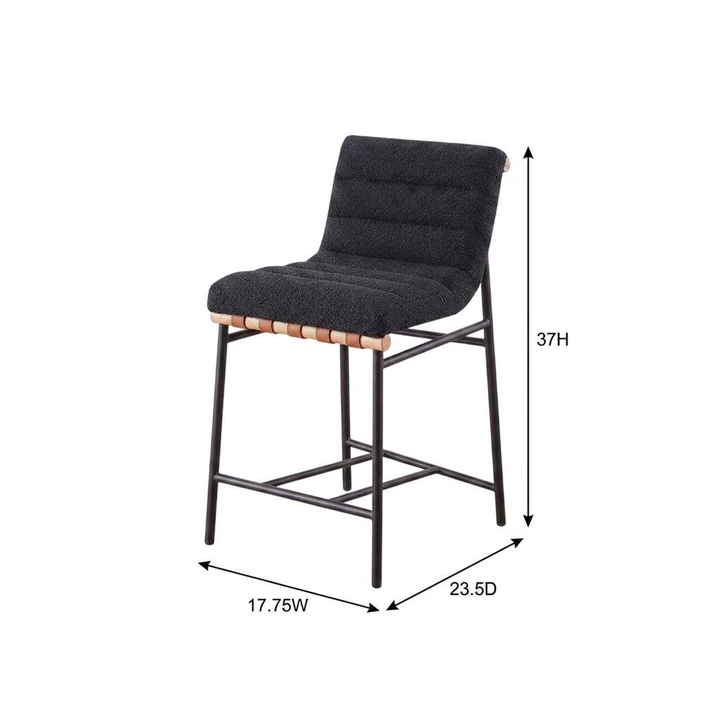Black Boucle Fabric Counter Height Stool with Steel and Wood Frame. Picture 7