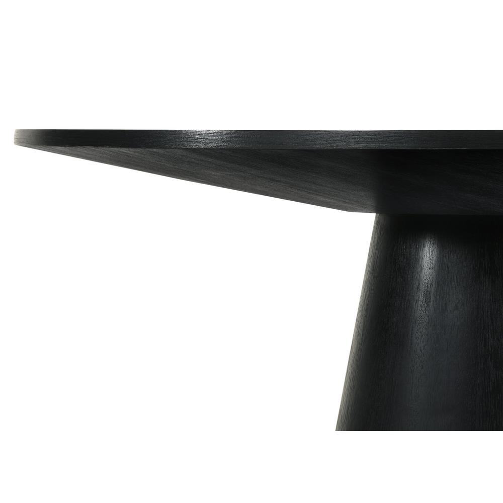 Jasper Ebony Black 5 Piece 59" Wide Contemporary Round Dining Table Set with Beige Fabric Chairs. Picture 7