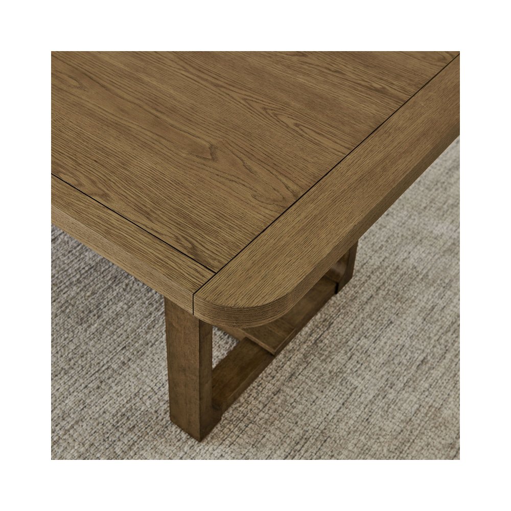 5Pc 72" Rectangular Walnut Oak Finish Sled Dining Set with Sherpa Fabric Chairs. Picture 3