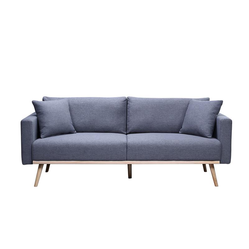 Easton Dark Gray Linen Fabric Sofa with USB Charging Ports Pockets & Pillows. Picture 2