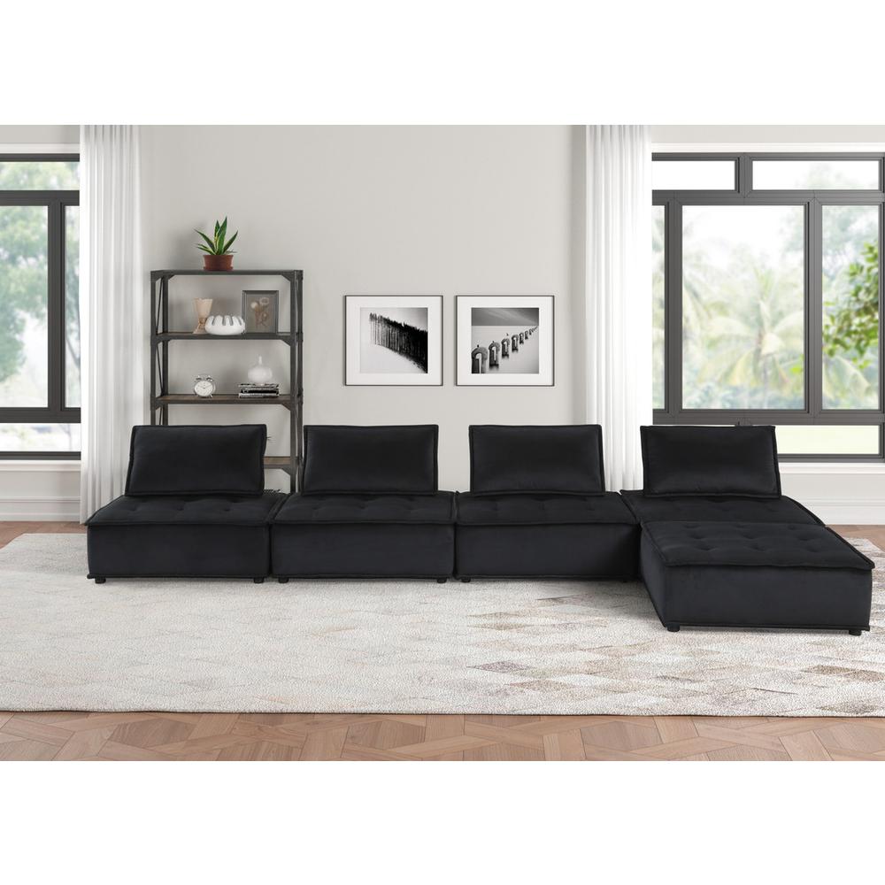 Anna Black Velvet 5 Pc Sofa and Loveseat. Picture 2