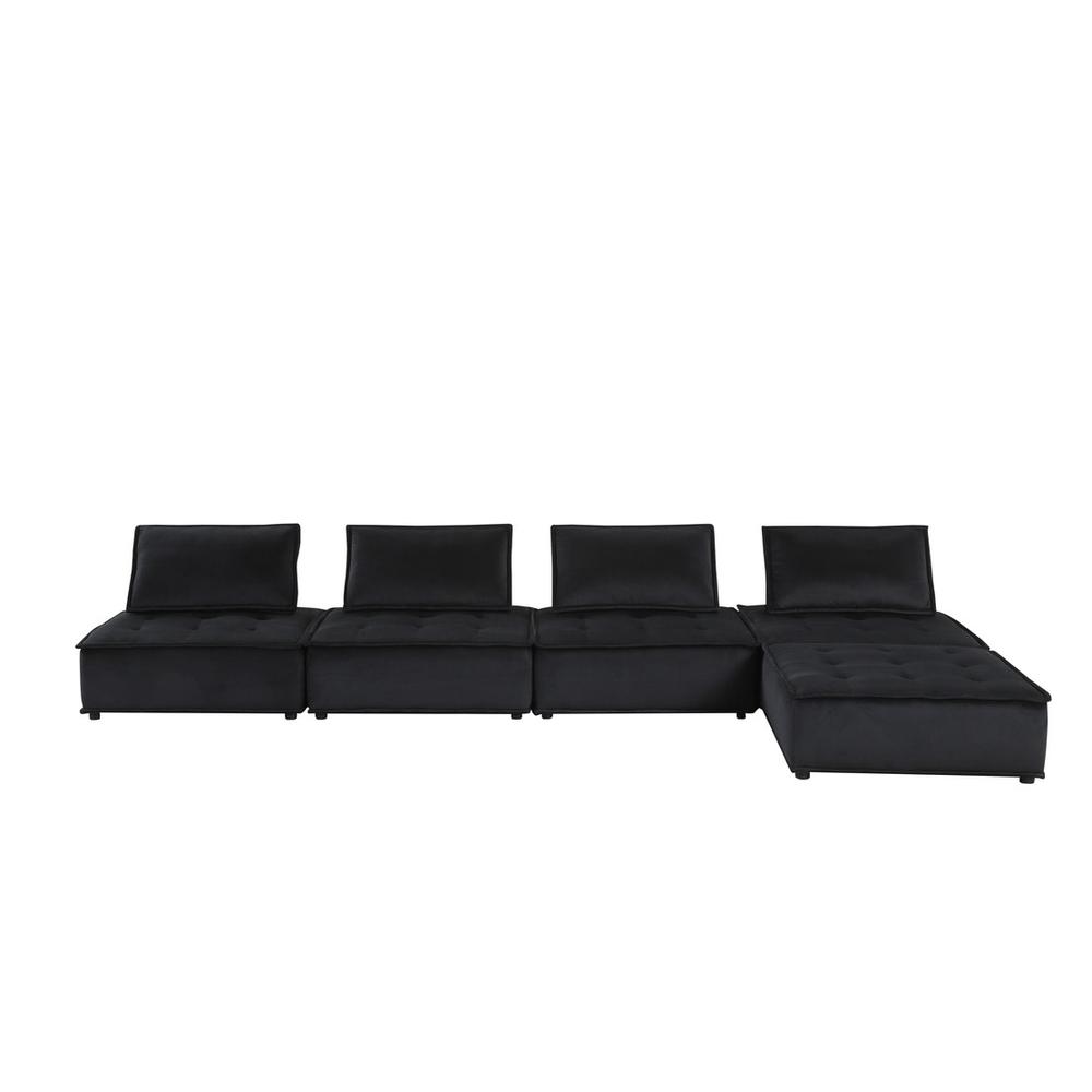 Anna Black Velvet 5 Pc Sofa and Loveseat. Picture 3