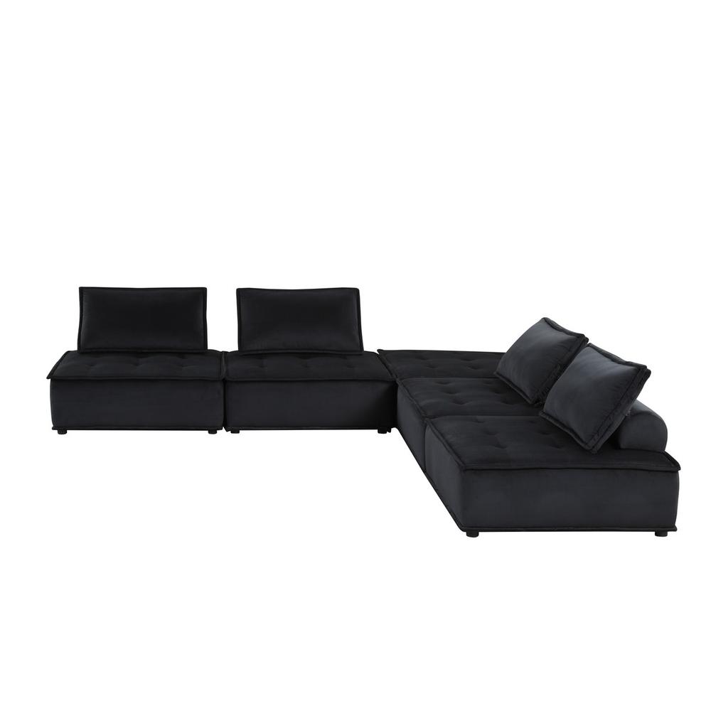 Anna Black Velvet 5 Pc Sofa and Loveseat. Picture 6