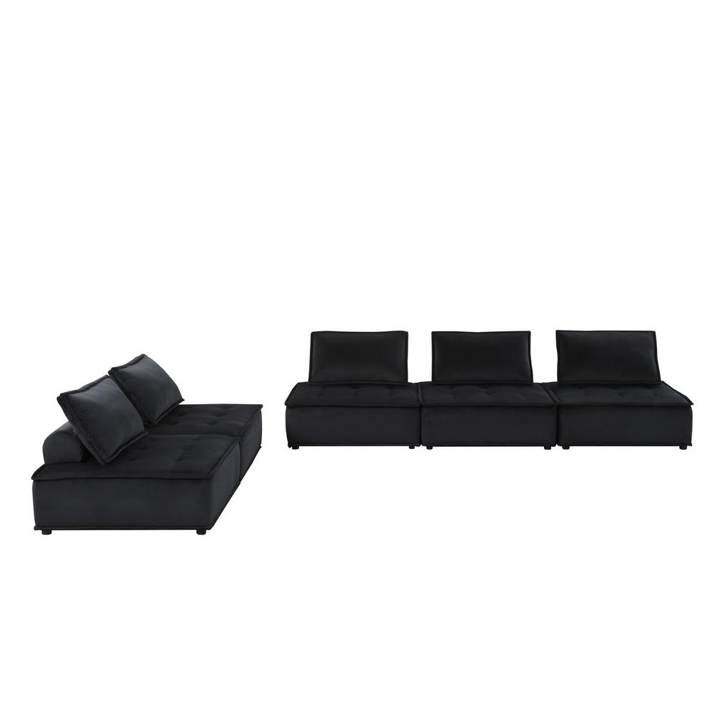 Anna Black Velvet 5 Pc Sofa and Loveseat. Picture 1