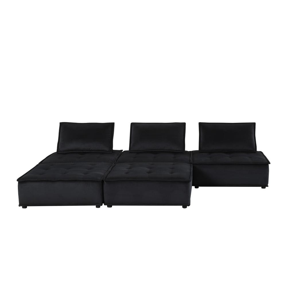Anna Black Velvet 5 Pc Sofa and Loveseat. Picture 8
