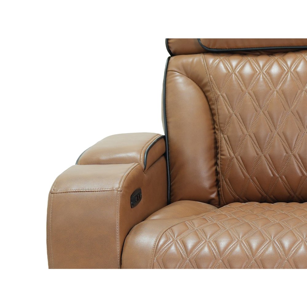86" Light Brown Leather Aire Transformer Power Reclining Sofa, Power Headrest. Picture 6