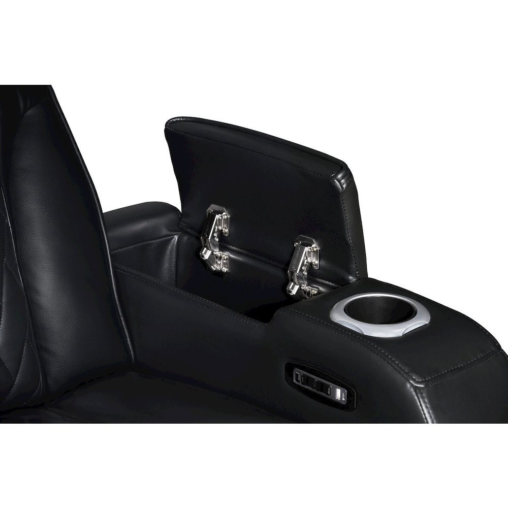 84"W Black Leather Aire Transformer Power Reclining Sofa with Power Headrest. Picture 6