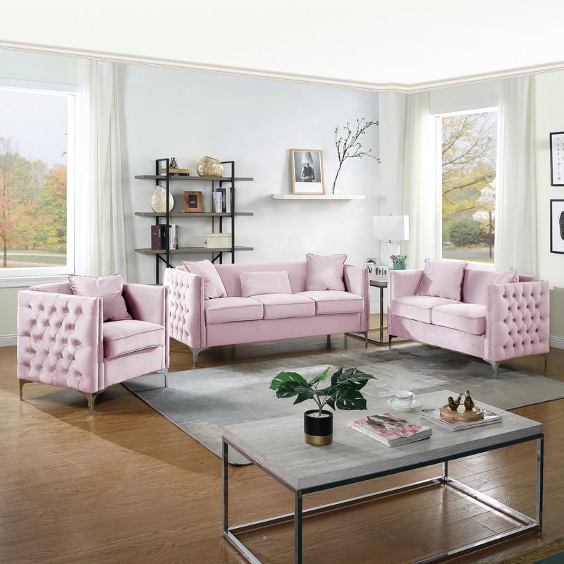 Bayberry Pink Velvet Chair with 1 Pillow. Picture 8