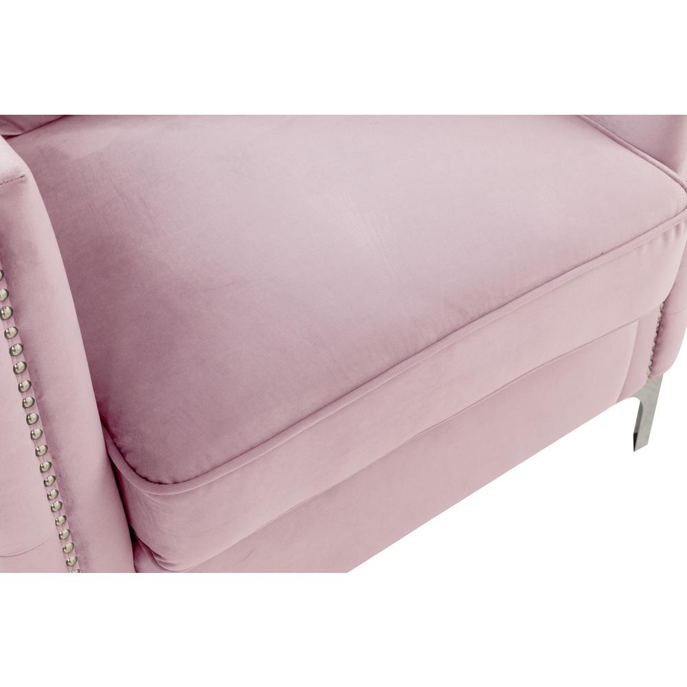 Bayberry Pink Velvet Chair with 1 Pillow. Picture 2