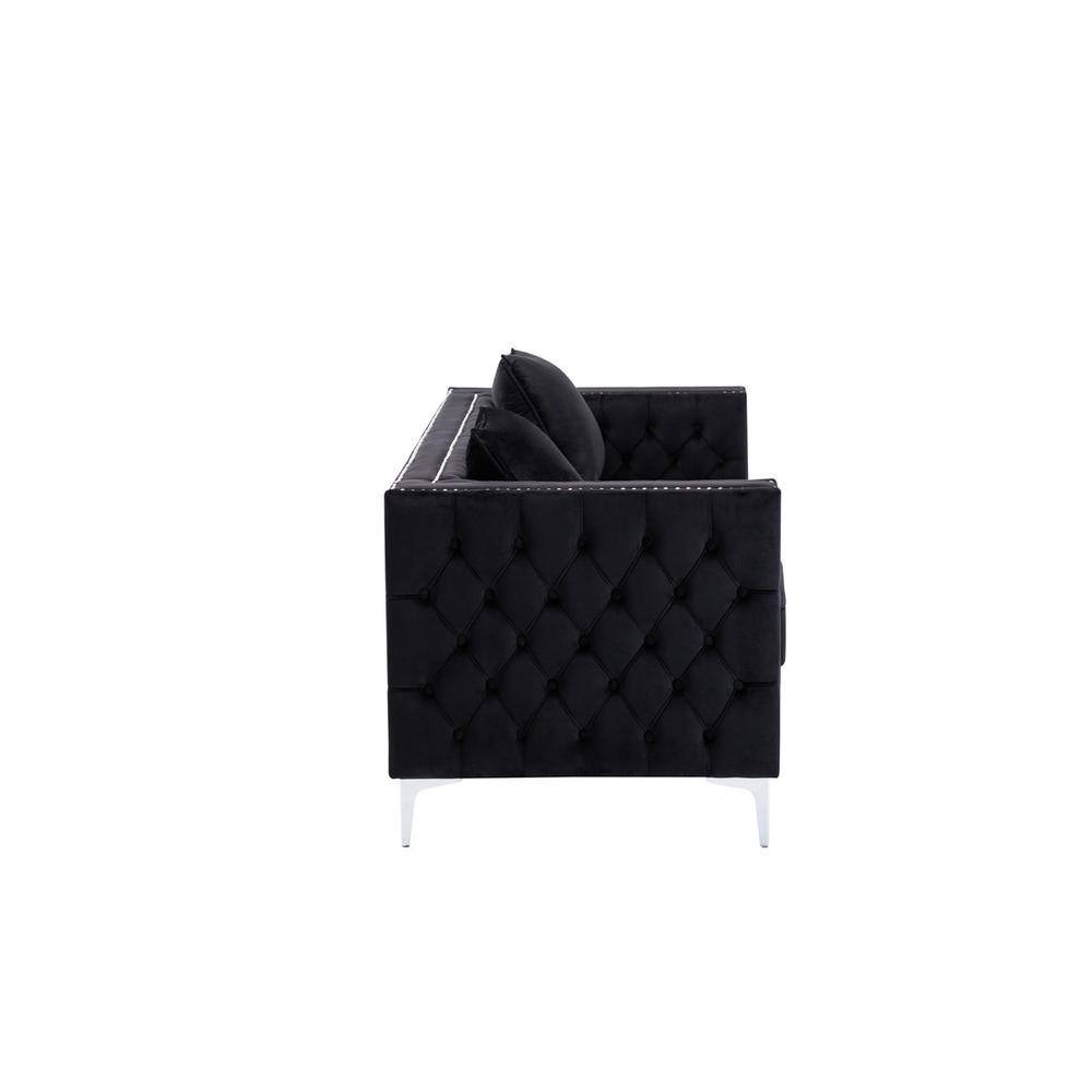 LILOLA Lorreto Black Velvet Sofa. Picture 2