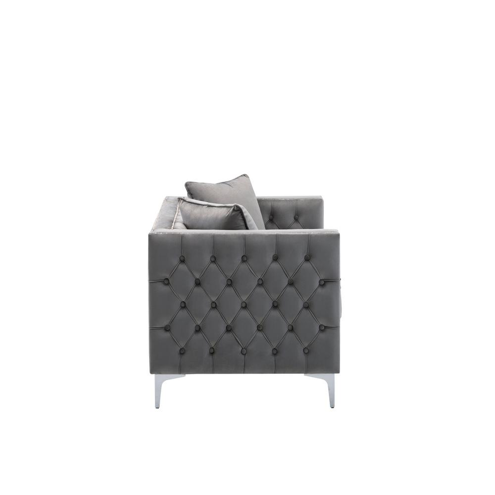 LILOLA Lorreto Gray Velvet Loveseat. Picture 2