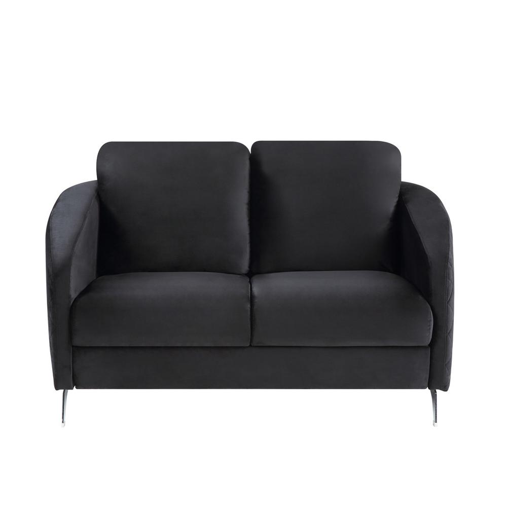 Sofia Black Velvet Modern Chic Loveseat Couch. Picture 2