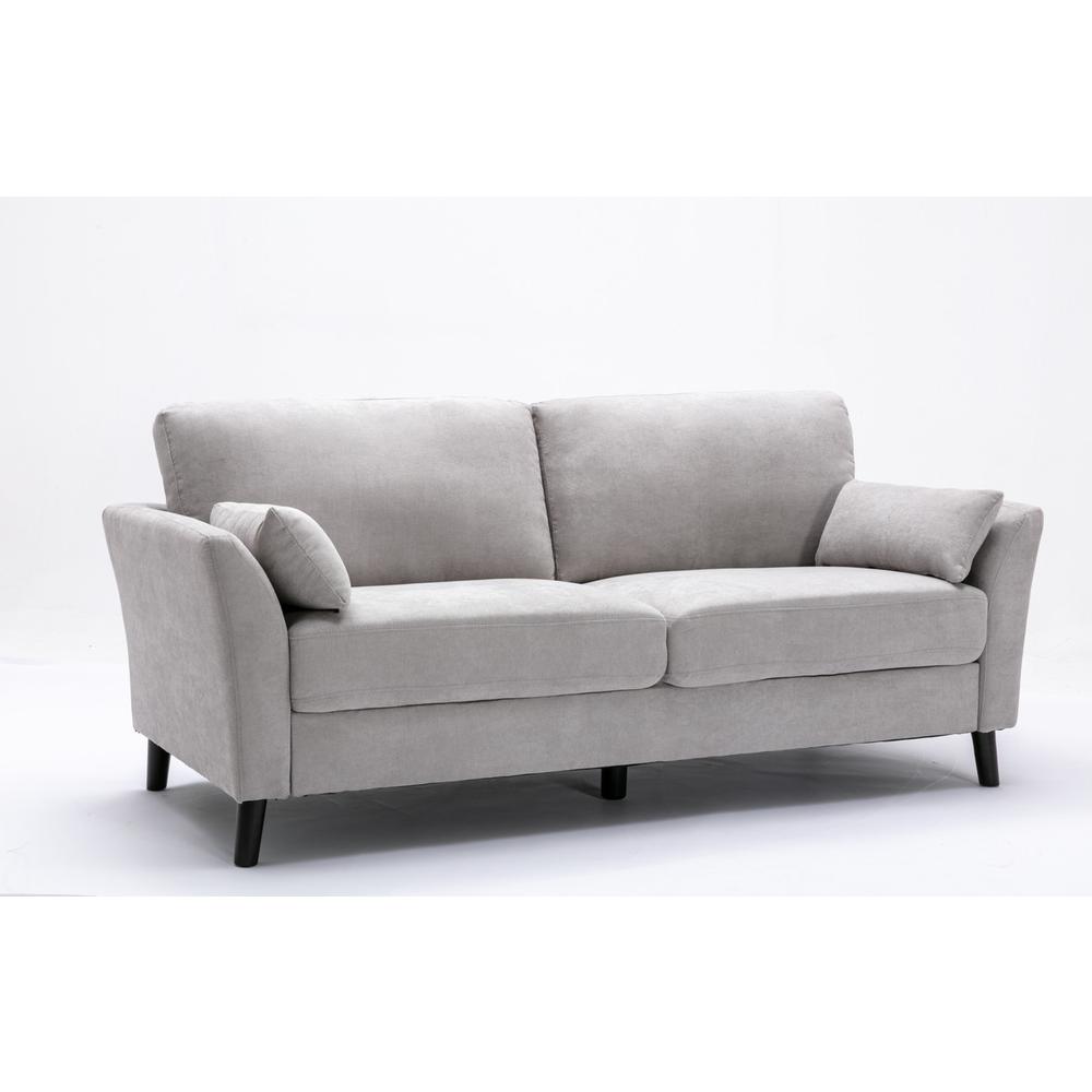 Damian Light Gray Velvet Fabric Sofa. Picture 1