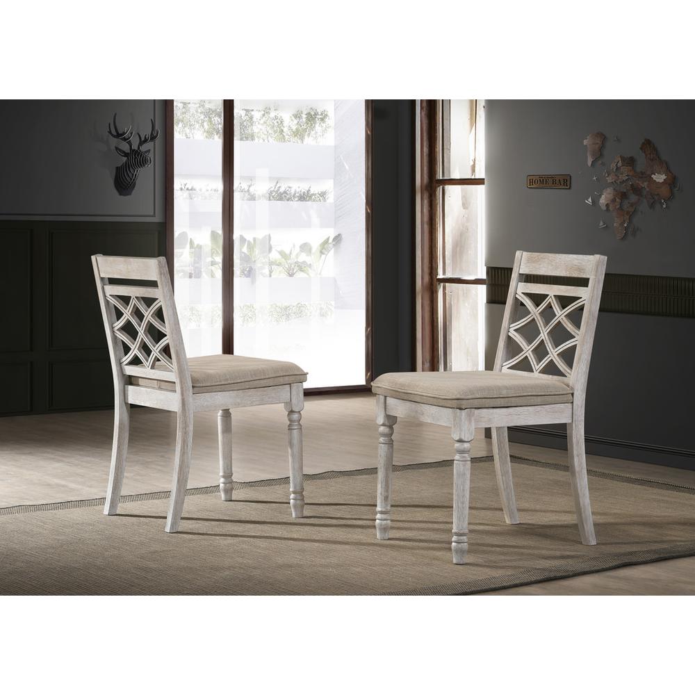 Havanna Set of 2 Off White 19" Wide Contemporary Fabric Chair with Cushion. Picture 4