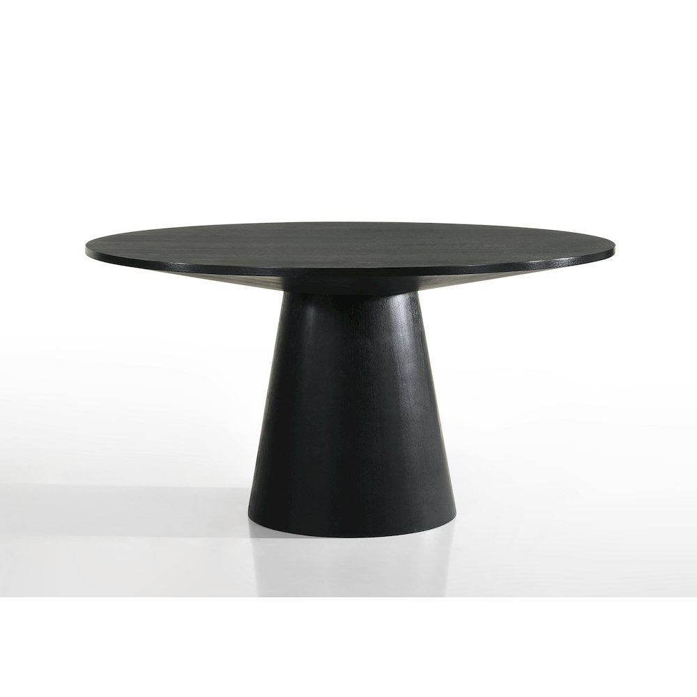 Jasper Ebony Black 7 Piece 59"W Round Dining Table Set with Beige Fabric Chairs. Picture 2