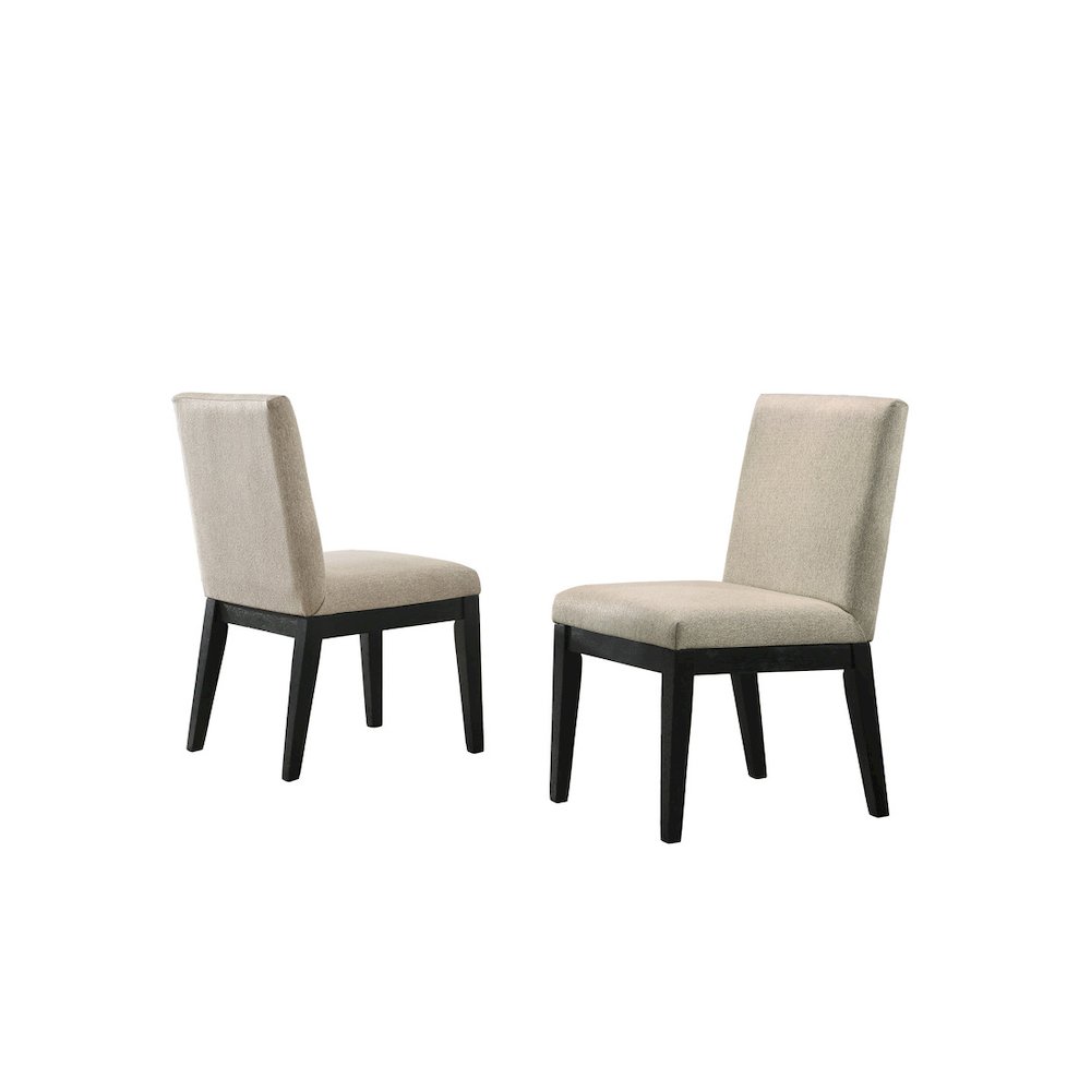 Jasper Ebony Black 7 Piece 59"W Round Dining Table Set with Beige Fabric Chairs. Picture 6