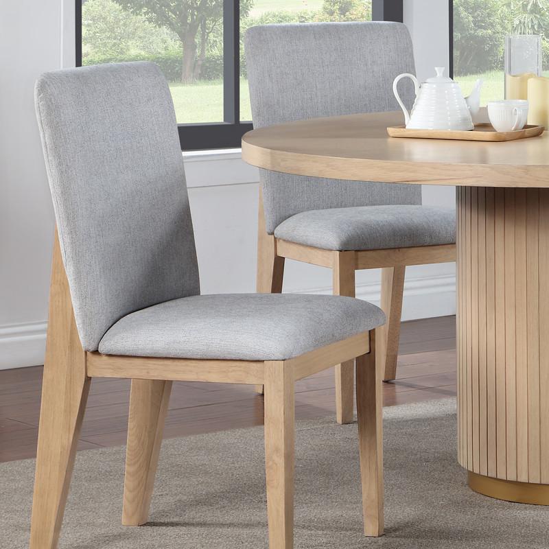 Caspian Set of 2 Gray Linen and Oak Finish Dining Chair. Picture 6