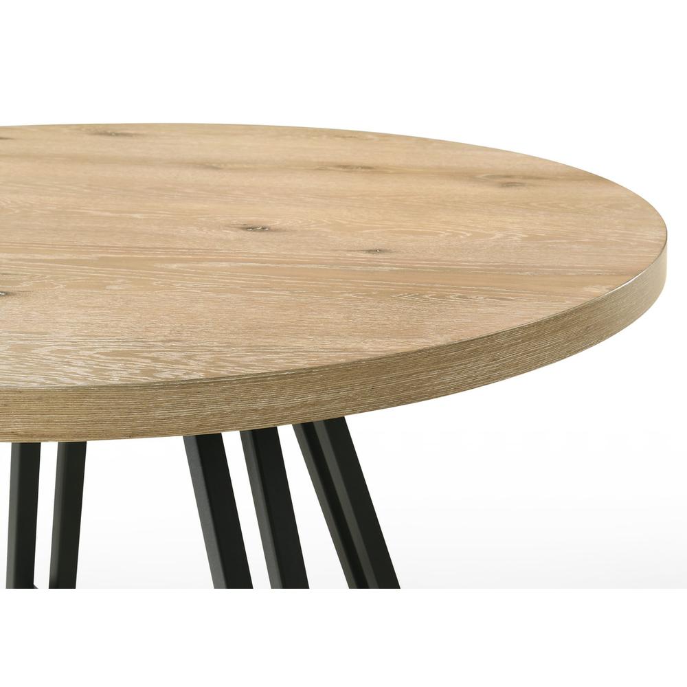 Tate Oak Finish 47" Round Dining Table with Metal Base. Picture 2