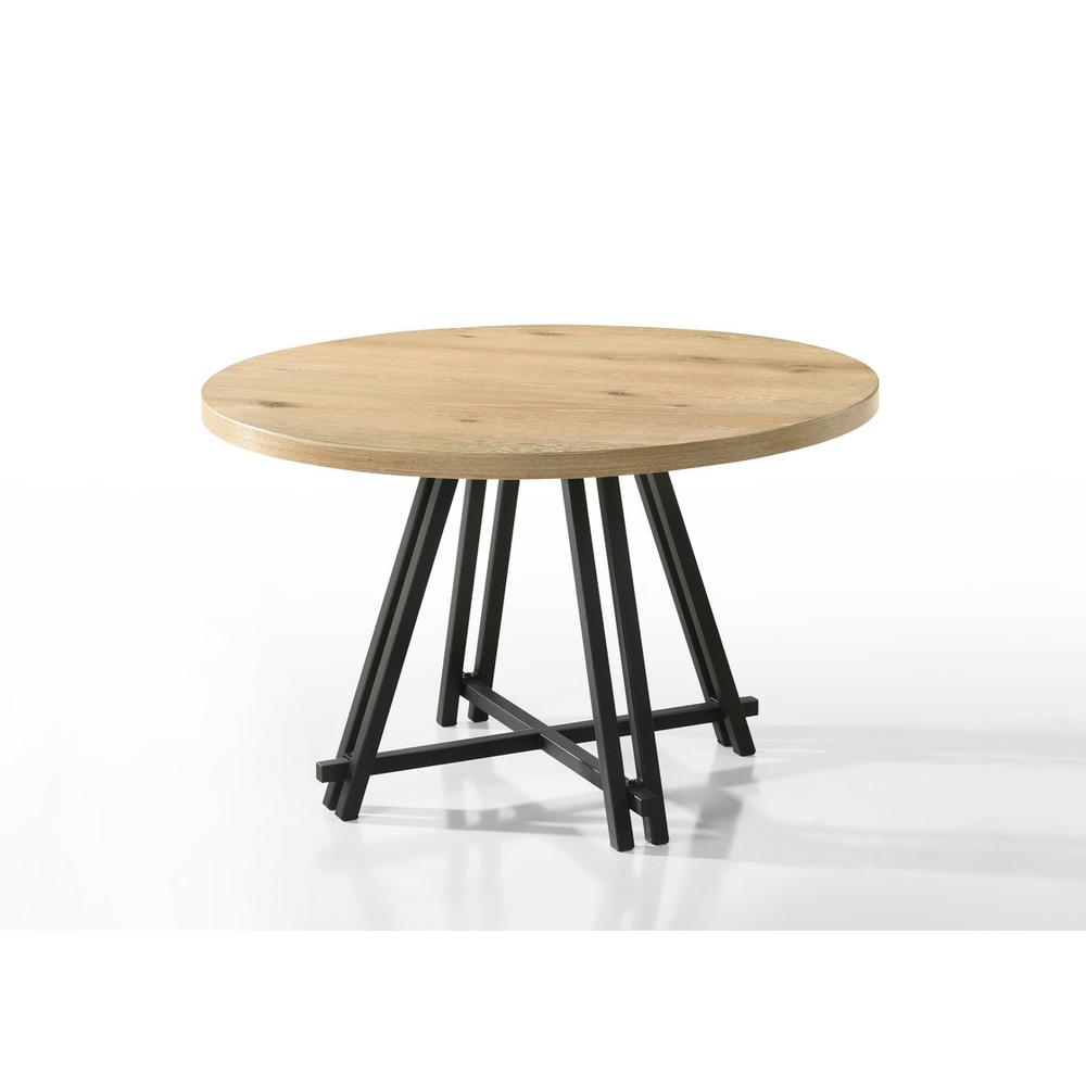 Tate Oak Finish 47" Round Dining Table with Metal Base. Picture 1