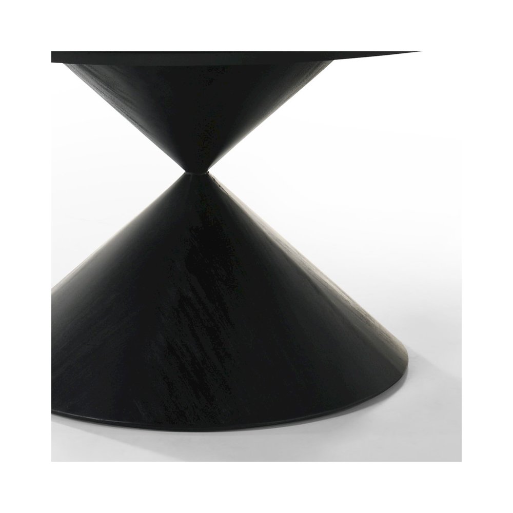 Haven 59" Round Ebony Black Pedestal Dining Table with Hourglass Base. Picture 5